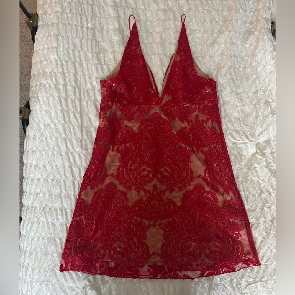 Elegant Red Lace Dress